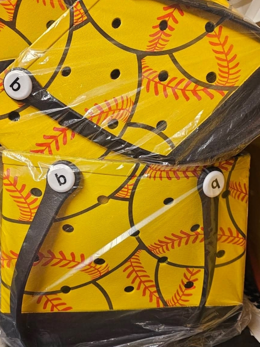 Yellow Softball Print Small BOGG LIKE BAG